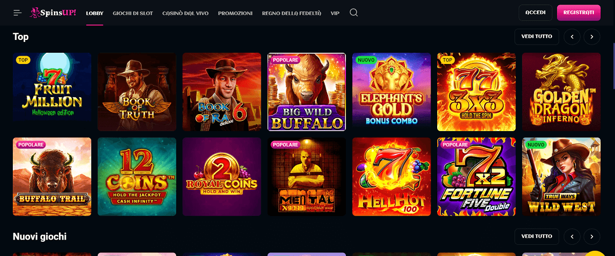 Spins UP casinò stranieri che accettano italiani